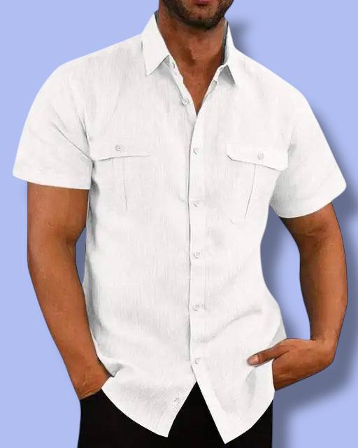 Men’s Cotton Linen Short-Sleeve Shirt