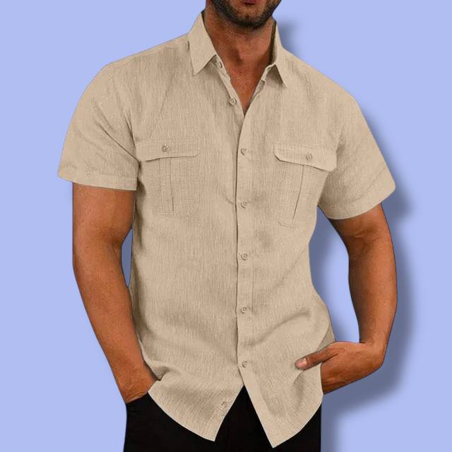 Men’s Cotton Linen Short-Sleeve Shirt