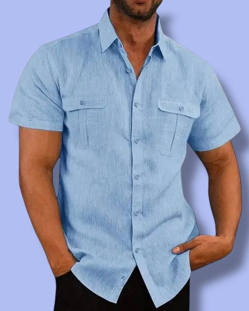 Men’s Cotton Linen Short-Sleeve Shirt