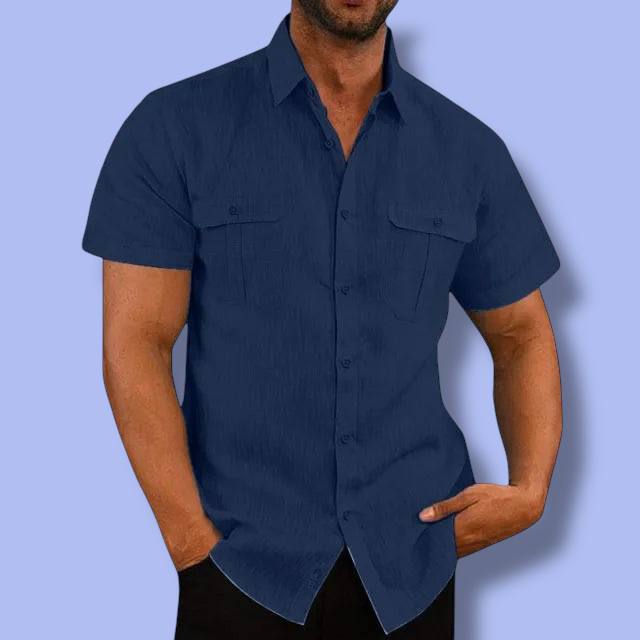 Men’s Cotton Linen Short-Sleeve Shirt