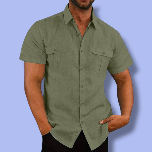 Men’s Cotton Linen Short-Sleeve Shirt