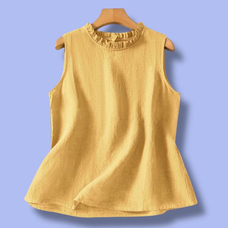 Retro Linen-Blend Sleeveless Vest