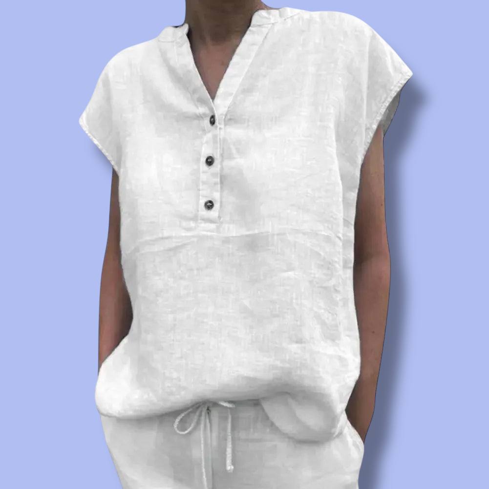 Women’s Cotton Linen V-Neck T-Shirt