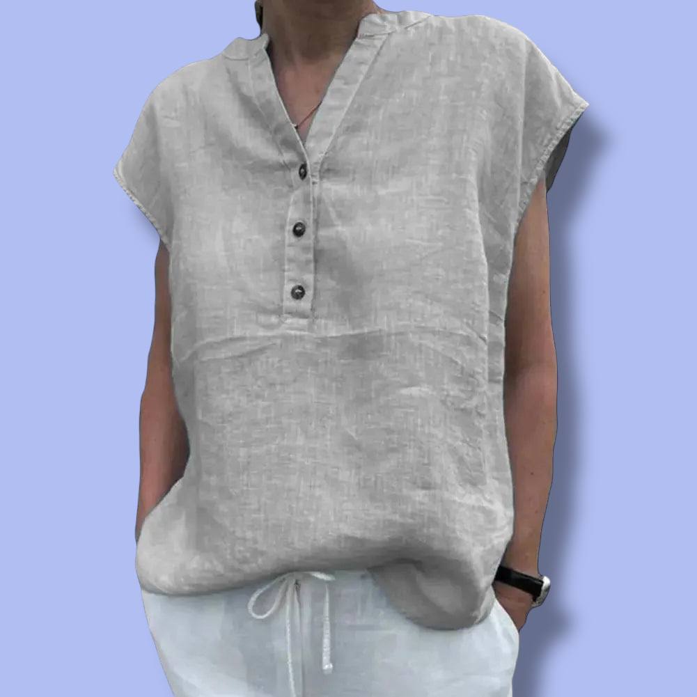 Women’s Cotton Linen V-Neck T-Shirt