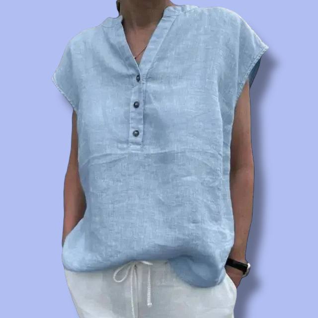 Women’s Cotton Linen V-Neck T-Shirt