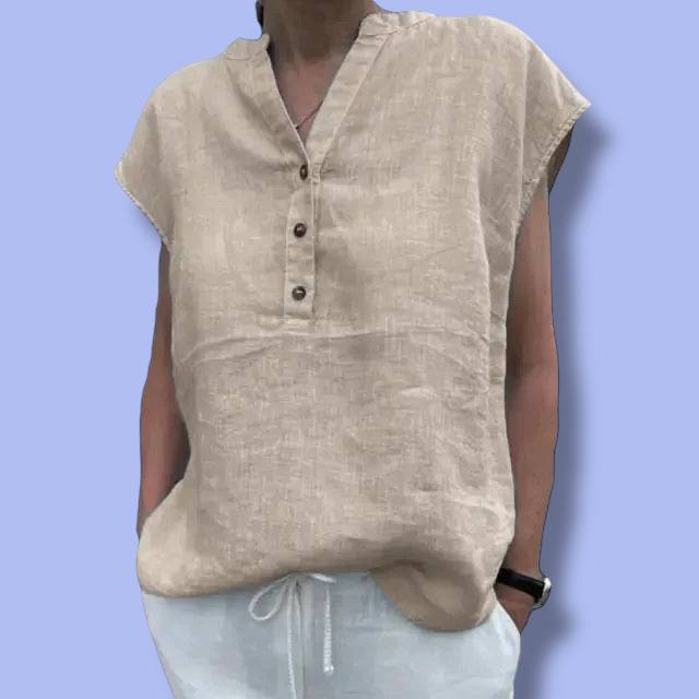 Women’s Cotton Linen V-Neck T-Shirt