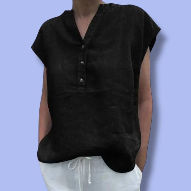 Women’s Cotton Linen V-Neck T-Shirt