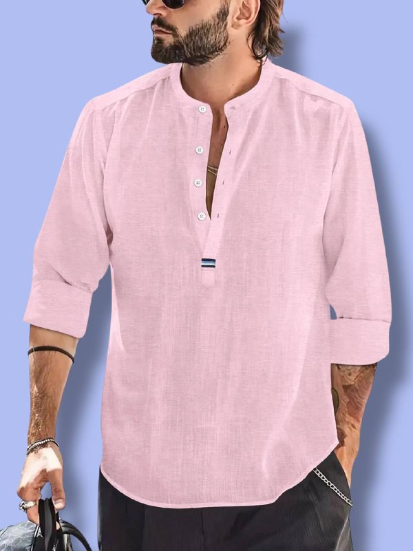 Men’s Cotton-Linen Henley Shirt