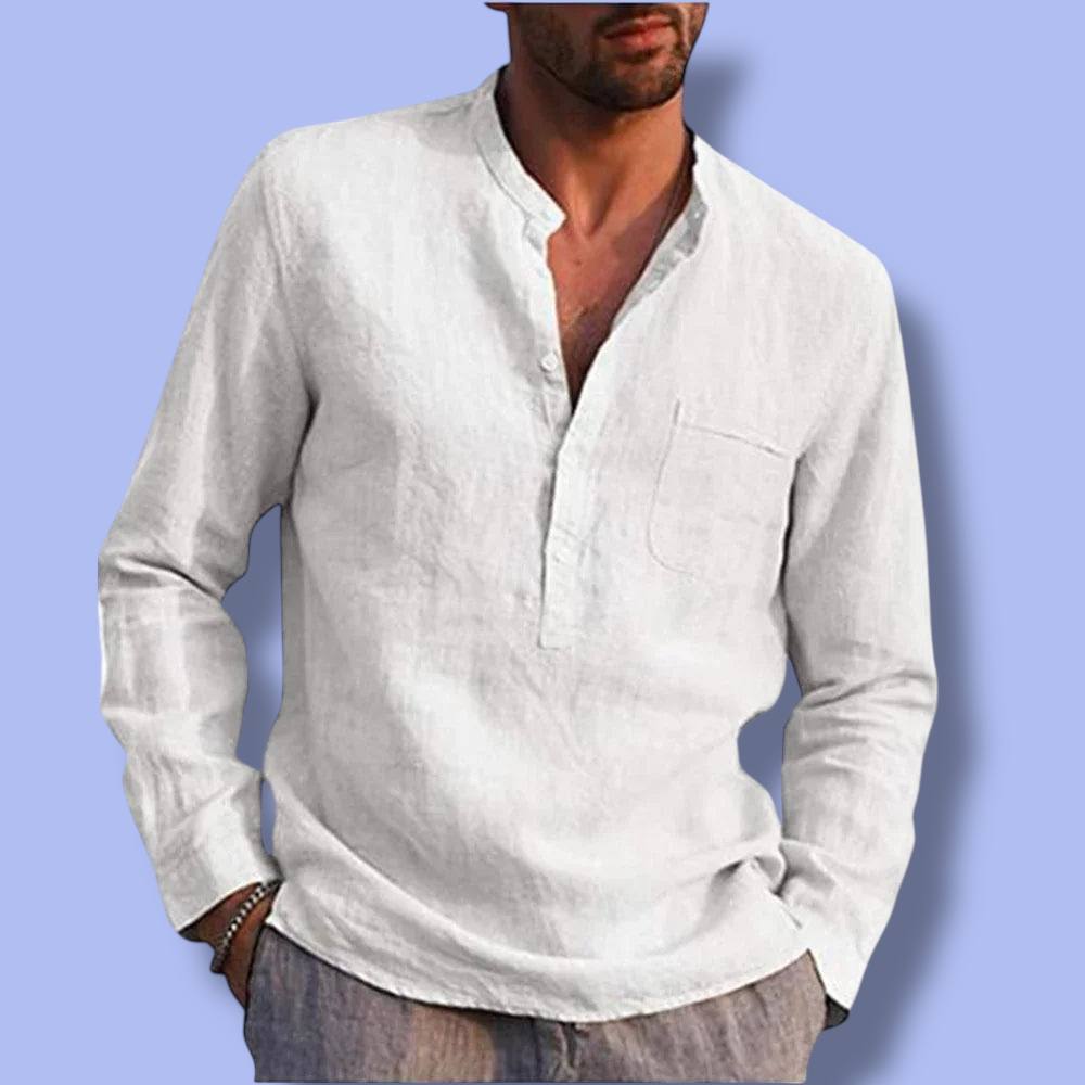 Men’s Cotton-Linen Long Sleeve Shirt