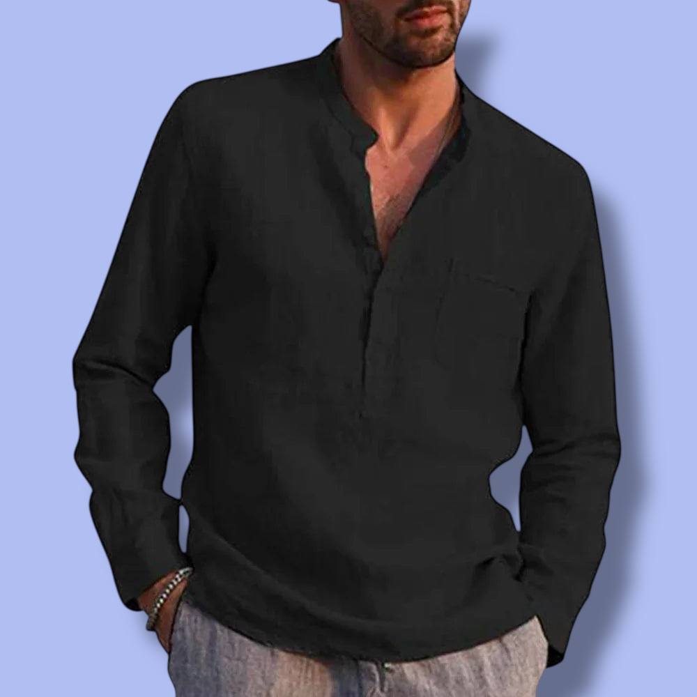 Men’s Cotton-Linen Long Sleeve Shirt