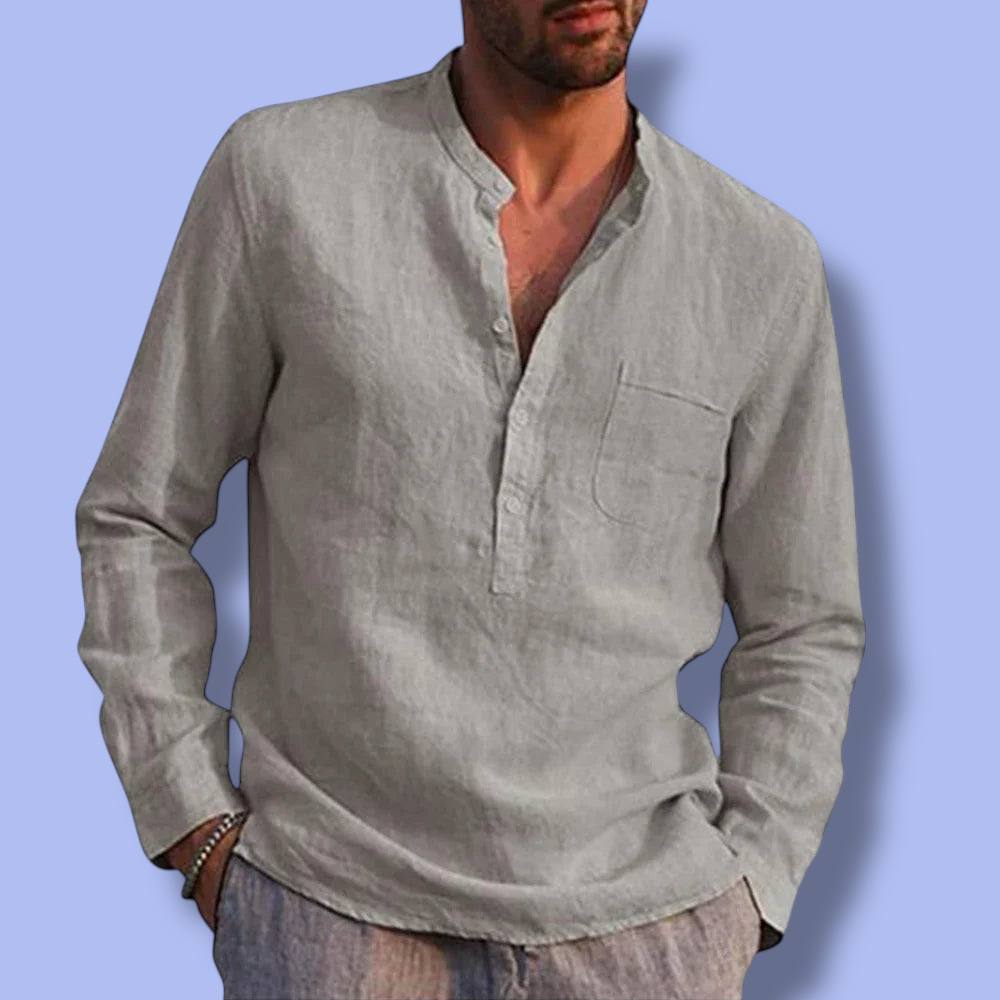 Men’s Cotton-Linen Long Sleeve Shirt