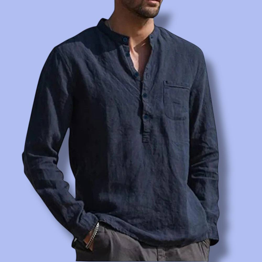 Men’s Cotton-Linen Long Sleeve Shirt