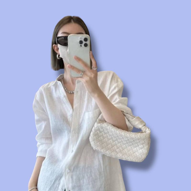 White Linen Long-Sleeved Shirt