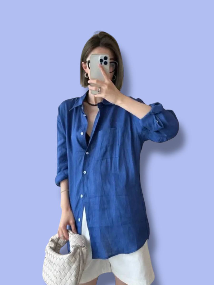 White Linen Long-Sleeved Shirt