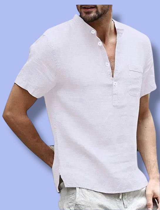 Men’s Cotton Linen Henley Shirt