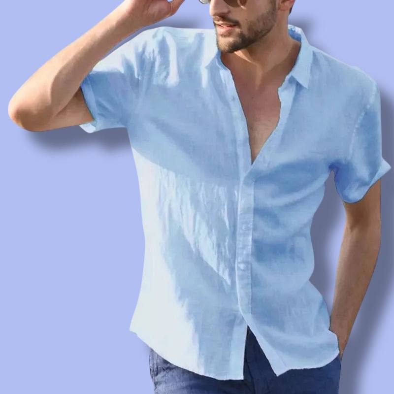 Men’s Summer Cotton Linen Short Sleeve Shirt