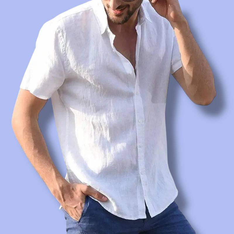 Men’s Summer Cotton Linen Short Sleeve Shirt