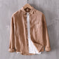 Men Full Sleeve Square Collar Linen Shirt