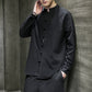 Men's Long Sleeve Linen Shirt with Stand-up Collar