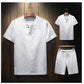 Men's Short Sleeve V-neck Tees Cotton Linen T-shirt