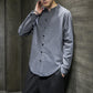 Men's Long Sleeve Linen Shirt with Stand-up Collar