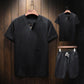 Men's Short Sleeve V-neck Tees Cotton Linen T-shirt