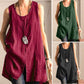 ZANZEA Women's Cotton Linen O-Neck Tunic Tops Tee Blouse