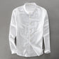 Men's Long-sleeved Top - Cotton and Linen Shirts