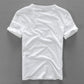 Men's Short Sleeve Round Neck Embroidery Stitching Linen Shirt