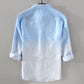 Men Three-Quarter Sleeve Pure Linen Shirt