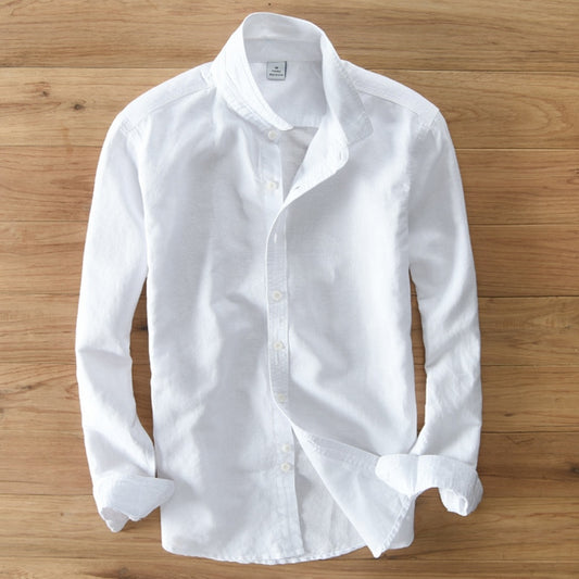 Men Long Sleeve Slim Fit Cotton Linen Blouses