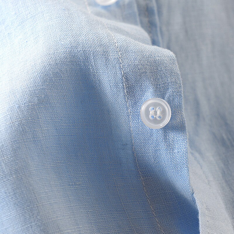 Men Three-Quarter Sleeve Pure Linen Shirt