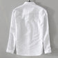 Men Long-Sleeved Square Collar Cotton Linen Shirt