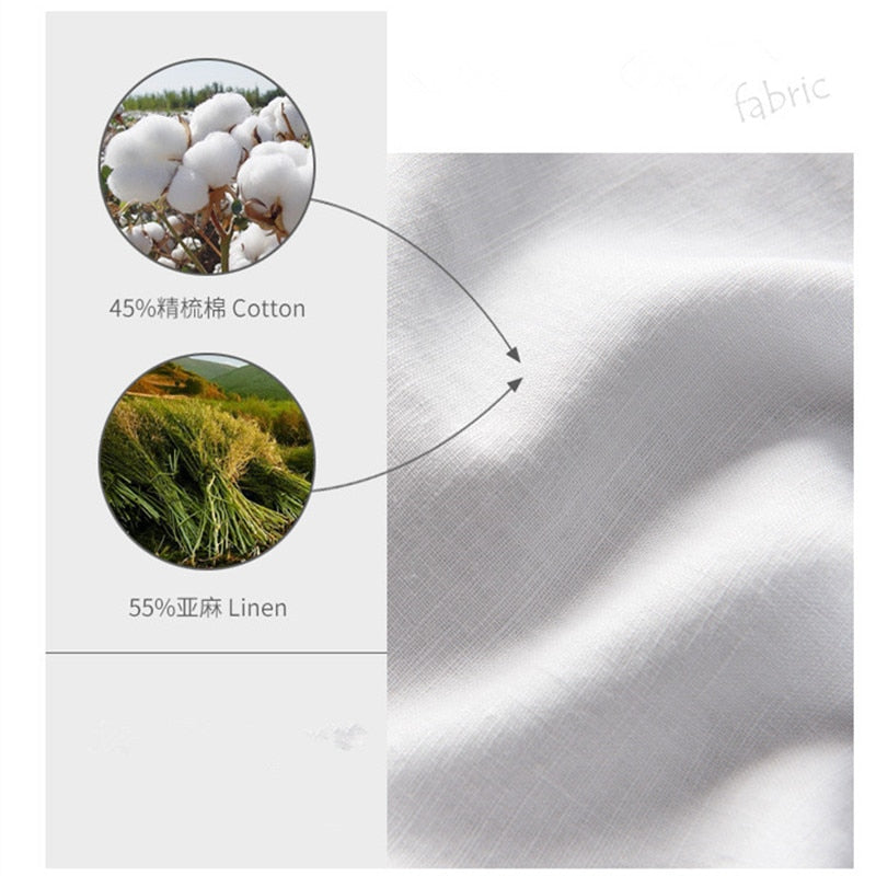 Men's Long-sleeved Top - Cotton and Linen Shirts