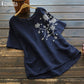 Women's Short Sleeve O Neck Cotton Linen Shirt