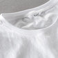 Men's Short Sleeve Round Neck Embroidery Stitching Linen Shirt
