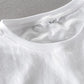 Men's Short Sleeve Round Neck Embroidery Stitching Linen Shirt