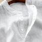 Men Short-Sleeved Stand Collar Linen Shirt