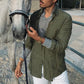 Men's Standing Collar Long Sleeves Cotton Linen Shirt