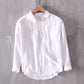 Men Full Sleeve Square Collar Linen Shirt