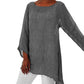 Women's  Long Sleeve O-Neck Cotton Linen Shirts