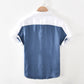Men's Short Sleeve Gradient Patchwork Linen Shirt