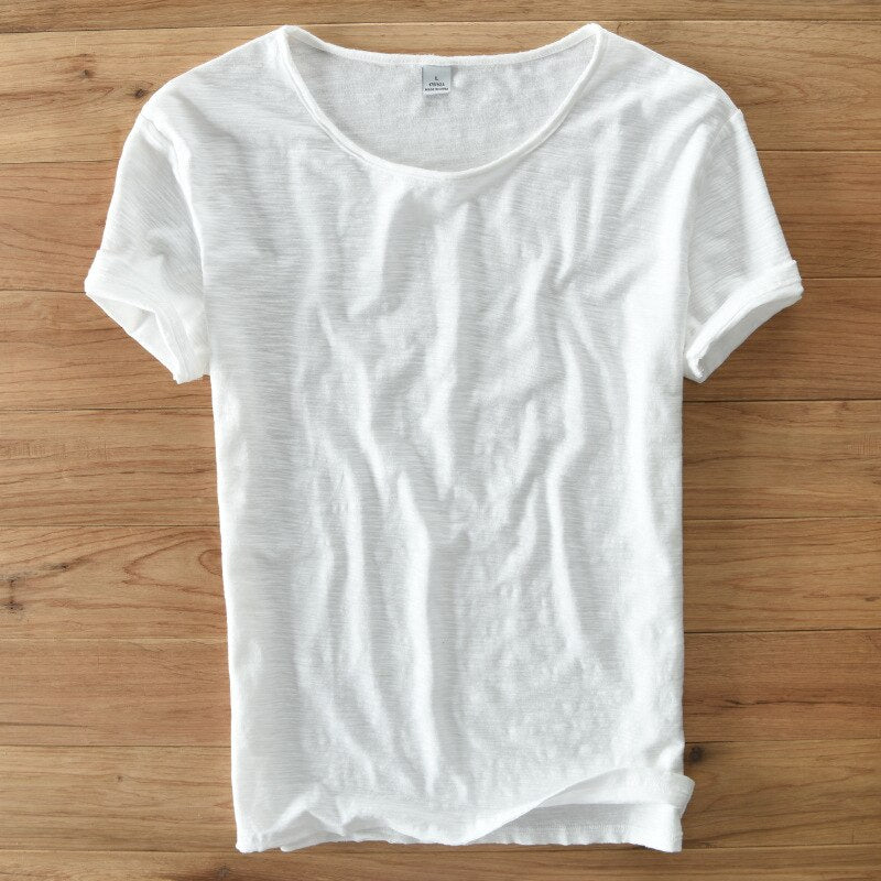 Men's Short Sleeve O-Neck Cotton Linen T-Shirt