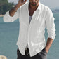 Men's Solid Color Long Sleeve Cotton Linen Shirt