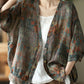 Women's Three Quarter Sleeve V-Neck Loose Cotton Linen Tops