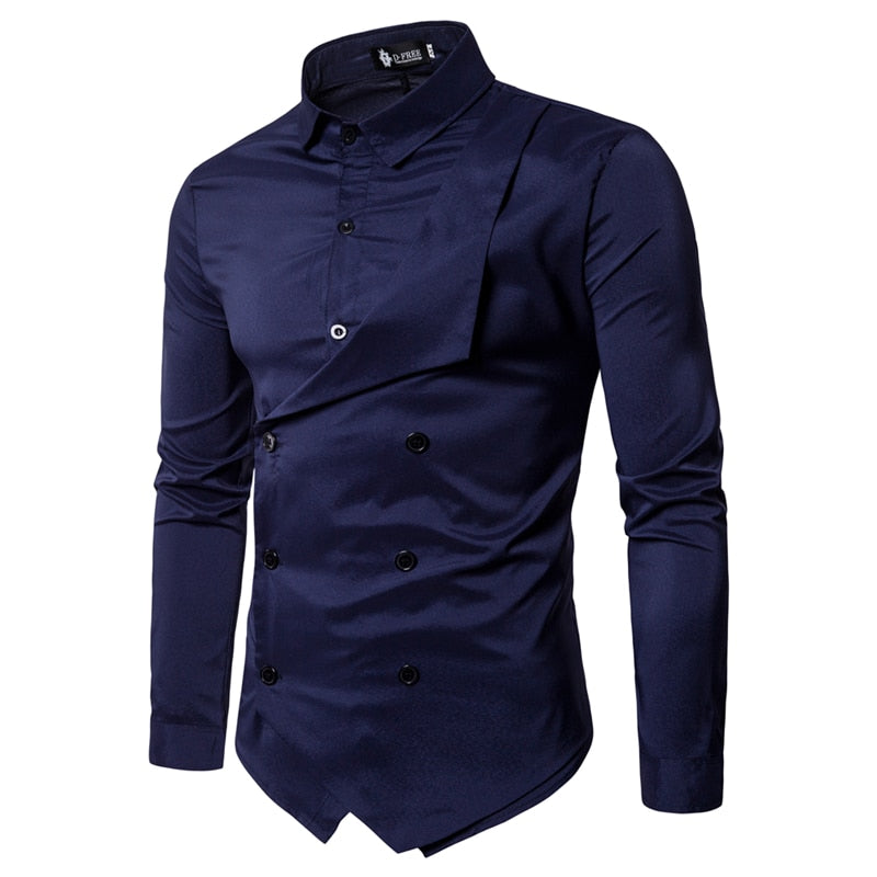 Men's Long Sleeve White Cotton Linen Casual Shirt