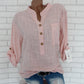 Women's Long Sleeve V-Neck Cotton Linen Blouse