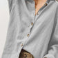 Women's Long Sleeve Linen Cotton Button Blouse Shirt