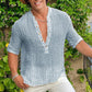 Men's Half Sleeve  V Neck Cotton Linen Shirt