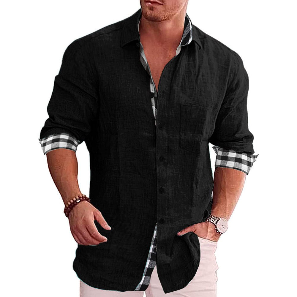 Men's Long Sleeve Tee Shirt Cotton Linen Loose Tops